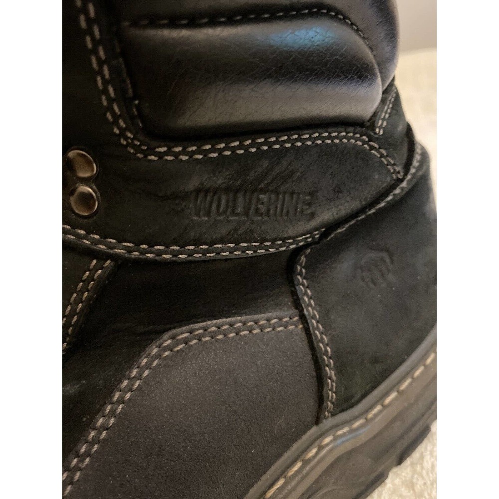 US 11M Wolverine W02255 6" Black WP Leather Western Boots Slip&Oil resistant - Picture 6 of 7